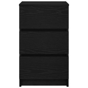 Stylish Black Bedside Cabinets with 3 Drawers - Set of 2