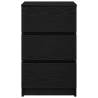 Stylish Black Bedside Cabinets with 3 Drawers - Set of 2