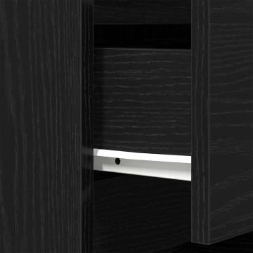 Stylish Black Bedside Cabinets with 3 Drawers - Set of 2