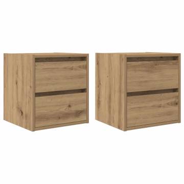 Wall-Mounted Bedside Cabinets - Artisan Oak - 2 pcs