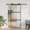  Sliding Door with Hardware Set Black 90x205 cm Tempered Glass Colour black, matt and transparent Size 90 x 205 cm (183 cm sliding rail) Quantity in Package 1 Model 3 horizontal bars 