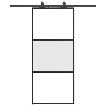 Stylish Black Sliding Door with Hardware Set - 90x205 cm