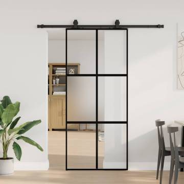 Stylish Black Sliding Door 90x205 cm with Hardware Set