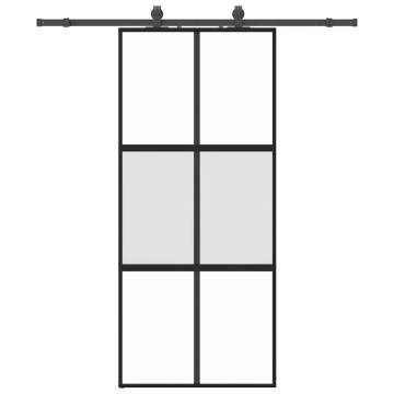 Stylish Black Sliding Door 90x205 cm with Hardware Set