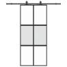 Stylish Black Sliding Door 90x205 cm with Hardware Set