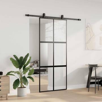 Stylish Black Sliding Door 90x205 cm with Hardware Set