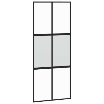 Stylish Black Sliding Door 90x205 cm with Hardware Set