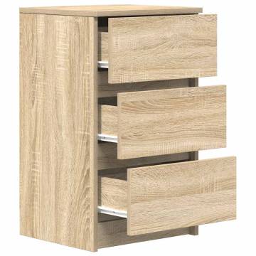 Stylish Bedside Cabinet with 3 Drawers - Sonoma Oak 39x35x65 cm