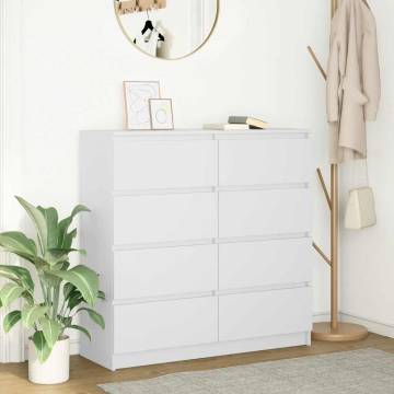 Minimalist White Sideboard | 100x35x99 cm Engineered Wood