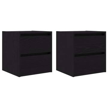 Wall-mounted Bedside Cabinets - 2 pcs Black Oak - Stylish Storage