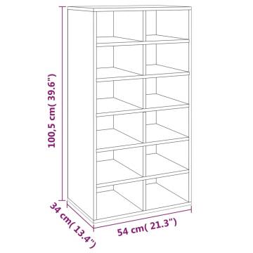 Stylish Brown Oak Shoe Rack - 54x34x100.5 cm | Hipo Market