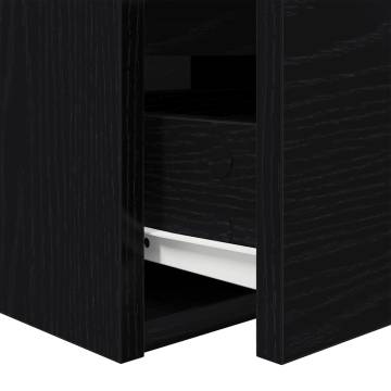 Wall-mounted Bedside Cabinets - 2 pcs Black Oak - Stylish Storage