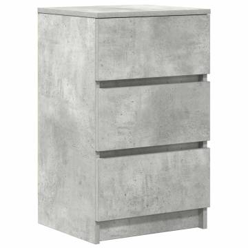 Stylish Concrete Grey Bedside Cabinet - 3 Drawers | Hipomarket