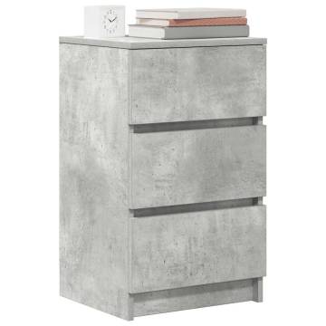 Stylish Concrete Grey Bedside Cabinet - 3 Drawers | Hipomarket