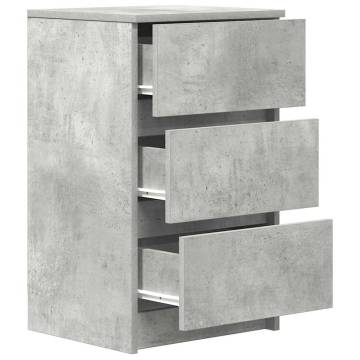 Stylish Concrete Grey Bedside Cabinet - 3 Drawers | Hipomarket