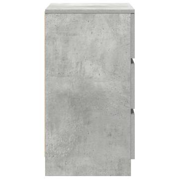 Stylish Concrete Grey Bedside Cabinet - 3 Drawers | Hipomarket