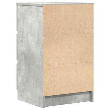 Stylish Concrete Grey Bedside Cabinet - 3 Drawers | Hipomarket