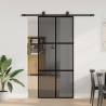  Sliding Door with Hardware Set Black 90x205 cm Tempered Glass Colour black and dark transparent Size 90 x 205 cm (183 cm sliding rail) Quantity in Package 1 Model 4x2 grids 