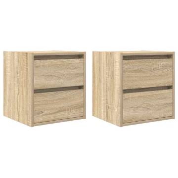 Wall-Mounted Bedside Cabinets - 2 pcs Sonoma Oak | HipoMarket