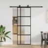  Sliding Door with Hardware Set Black 76x205 cm Tempered Glass Colour black, matt and transparent Size 76 x 205 cm (183 cm sliding rail) Quantity in Package 1 Model 4x2 grids 