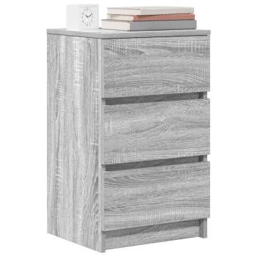 Stylish Bedside Cabinets with 3 Drawers - Grey Sonoma