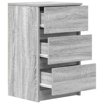 Stylish Bedside Cabinets with 3 Drawers - Grey Sonoma