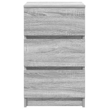 Stylish Bedside Cabinets with 3 Drawers - Grey Sonoma