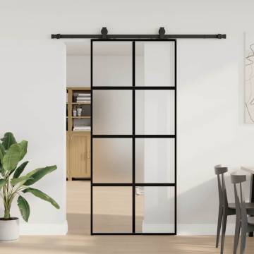 Stylish Black Sliding Door with Hardware Set - 90x205 cm