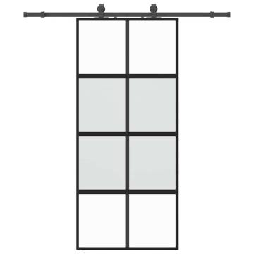 Stylish Black Sliding Door with Hardware Set - 90x205 cm