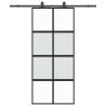 Stylish Black Sliding Door with Hardware Set - 90x205 cm