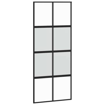 Stylish Black Sliding Door with Hardware Set - 90x205 cm