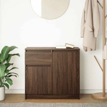 Stylish Brown Oak Sideboard with Drawer - 71x35x65 cm