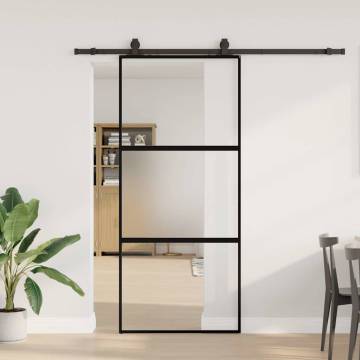 Stylish Sliding Door with Hardware Set - Black 90x205 cm