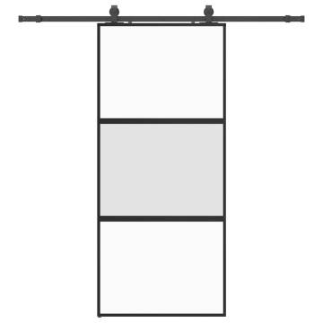 Stylish Sliding Door with Hardware Set - Black 90x205 cm