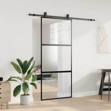 Stylish Sliding Door with Hardware Set - Black 90x205 cm