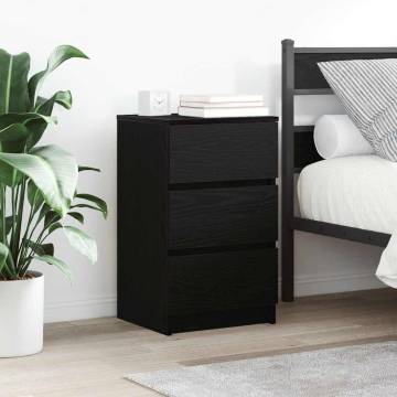 Stylish Black Bedside Cabinet with 3 Drawers - 39x35x65 cm