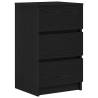 Stylish Black Bedside Cabinet with 3 Drawers - 39x35x65 cm