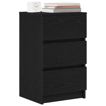 Stylish Black Bedside Cabinet with 3 Drawers - 39x35x65 cm