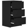 Stylish Black Bedside Cabinet with 3 Drawers - 39x35x65 cm