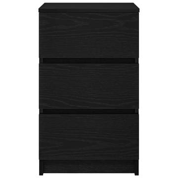 Stylish Black Bedside Cabinet with 3 Drawers - 39x35x65 cm