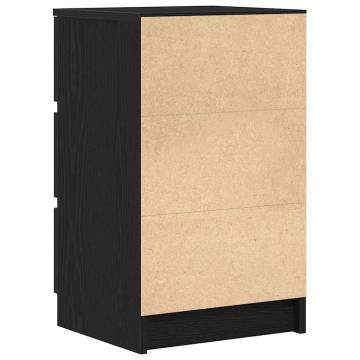 Stylish Black Bedside Cabinet with 3 Drawers - 39x35x65 cm