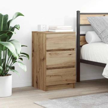 Stylish Bedside Cabinet with 3 Drawers - Artisan Oak