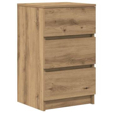 Stylish Bedside Cabinet with 3 Drawers - Artisan Oak