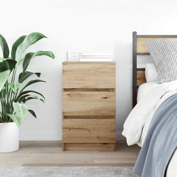 Stylish Bedside Cabinet with 3 Drawers - Artisan Oak