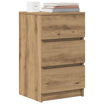 Stylish Bedside Cabinet with 3 Drawers - Artisan Oak