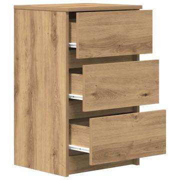 Stylish Bedside Cabinet with 3 Drawers - Artisan Oak