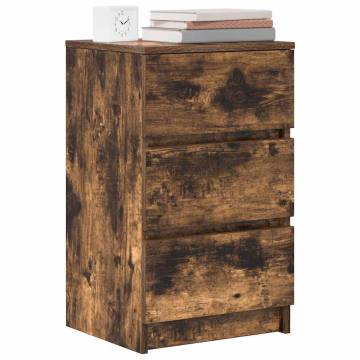 Stylish Bedside Cabinet with 3 Drawers - Smoked Oak Finish