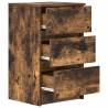 Stylish Bedside Cabinet with 3 Drawers - Smoked Oak Finish