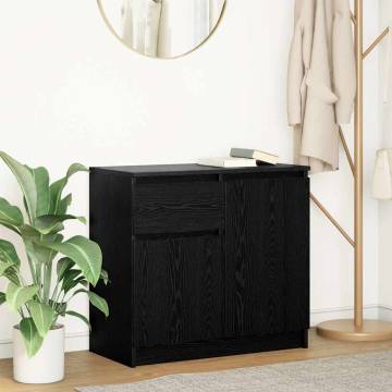 Black Oak Sideboard with Drawer - Storage Solution 71x35x65 cm