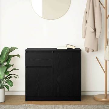 Black Oak Sideboard with Drawer - Storage Solution 71x35x65 cm